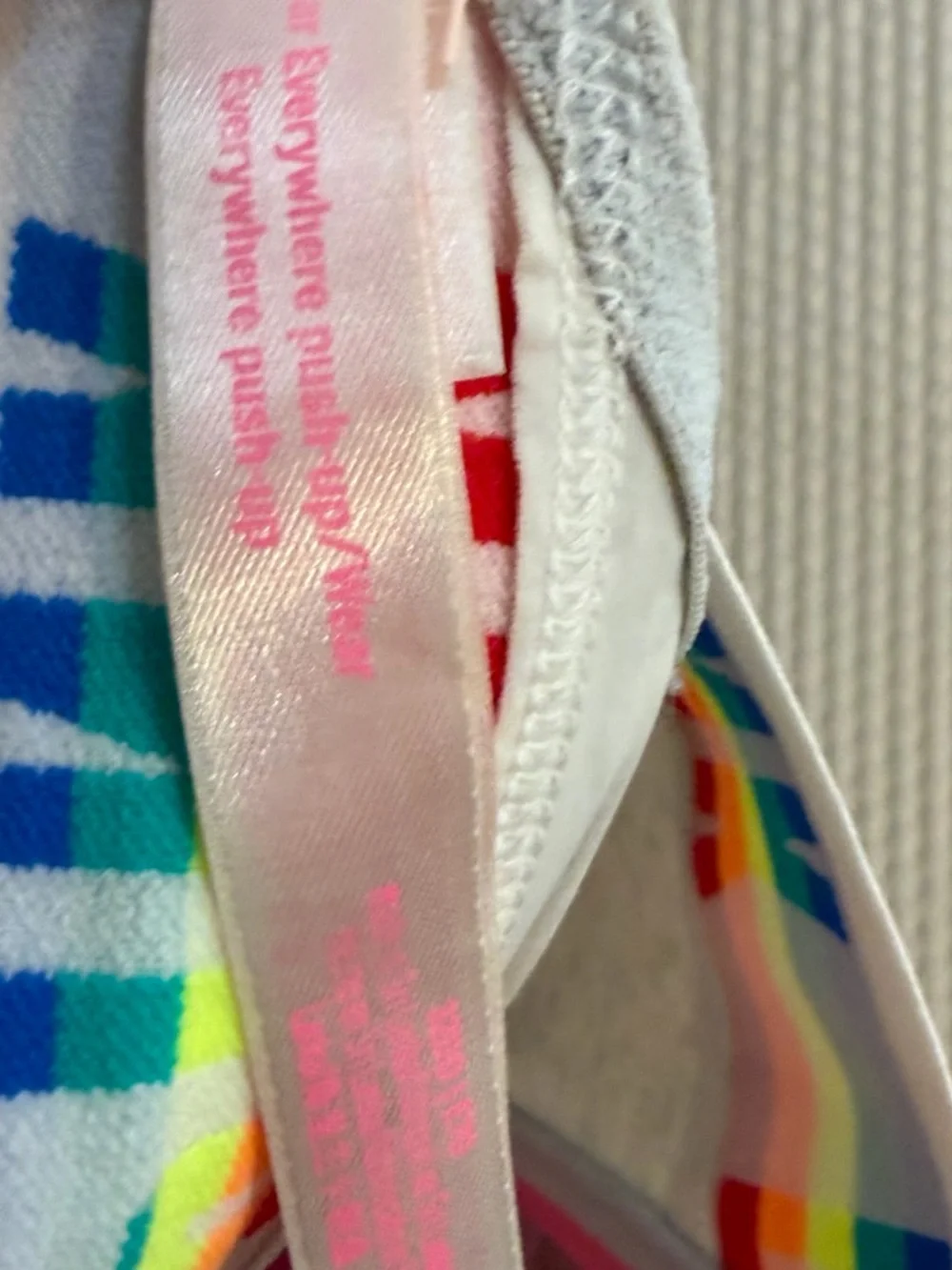 Victoria’s Secret PINK T-Shirt Bra 36C Rainbow Logo Band Lightly Lined